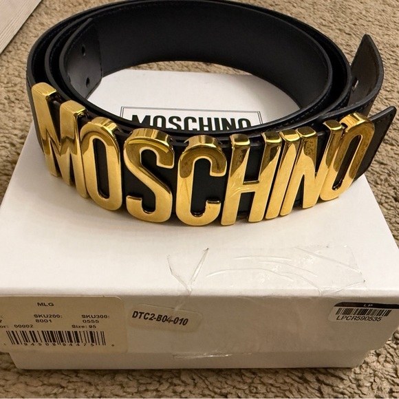 New Moschino Black Belt with Gold Lettering main image 7
